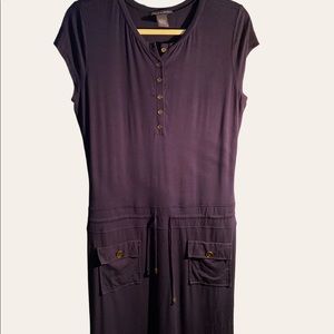 Chelsea & Theodore sz 12 Cute Casual Navy button front dress w/ 2 pockets